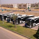 Peoples Electric bus Service Parking at inauguration ceremony