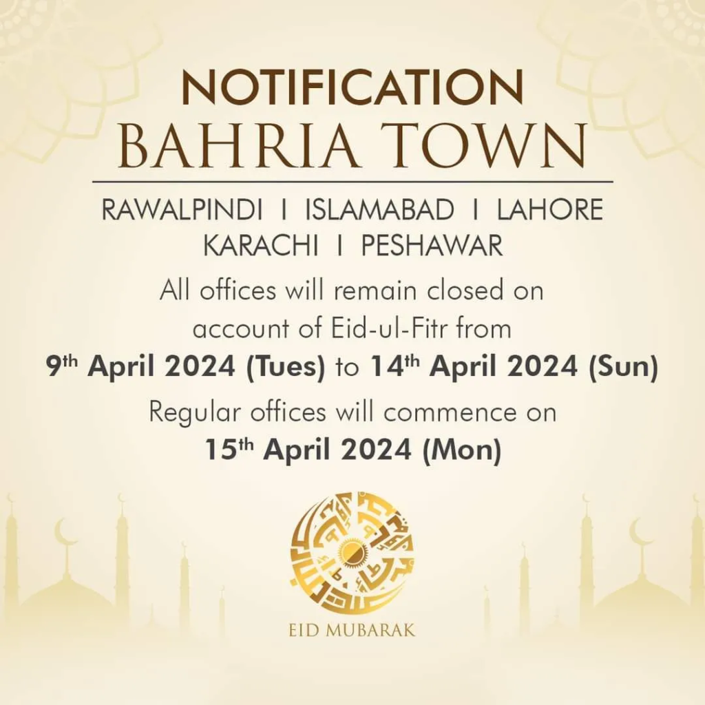 Eid Holidays in Bahria Town