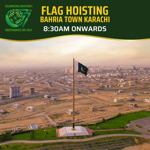 Flag hoisting on independence day at bahria town karachi