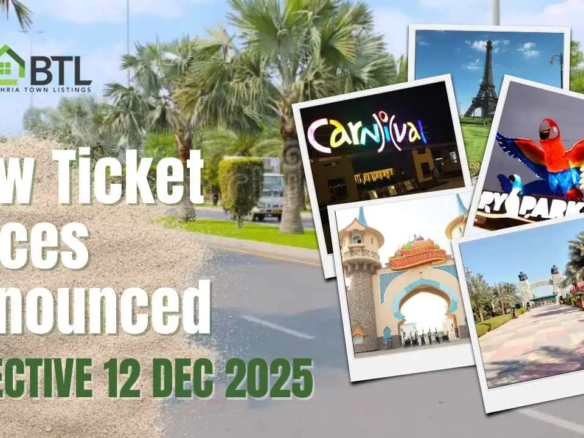 New Ticket prices of Bahria Town Karachi 2025 to 2026